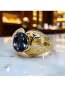 Sapyras 14k geltono aukso Žiedas Vintažinis stilius vrc135y